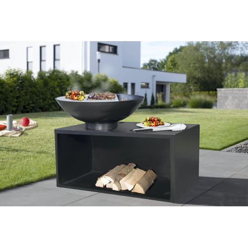 Plancha-Grill Giant schwarz, mit Edelstahl-Grillplatte