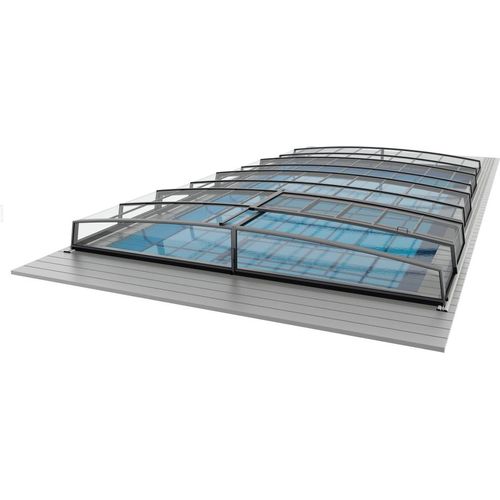 Poolüberdachung COMFORT - für alle Poolgrößen - UV-Klarglas - Aluminium Struktur I 4,75 x10,84 m