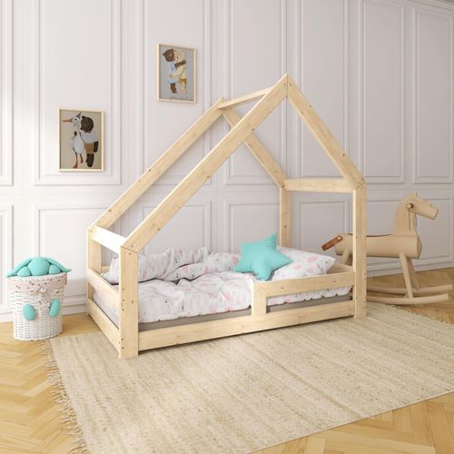 Need Sleep Hausbett Bodenbett 90x160 cm mit Rausfallschutz Asymmetrisch