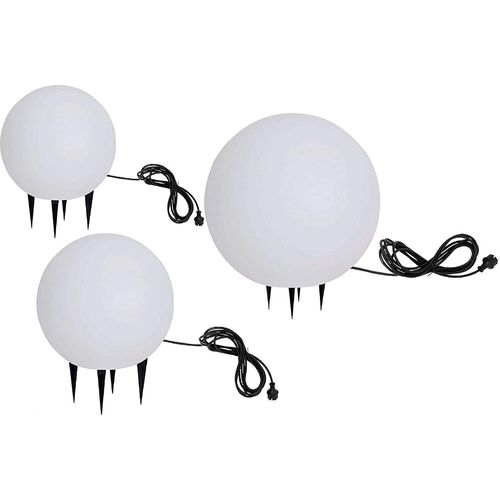 3er Set 202540WB IP65 Gartenkugel in Weiß matt mit 20/25/40cm Durchmesser *SNOW* Kugelleuchte inkl. E27 LED Leuchtmittel