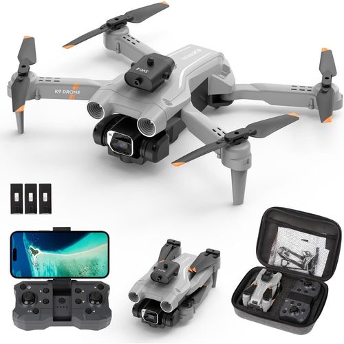 Drohne mit Kamera, 4K RC Quadcopter mit Kamera, Faltbare FPV Drone, 360° Flip, Headless Modus, WiFi, mit 3 Batterien Lange Flugzeit