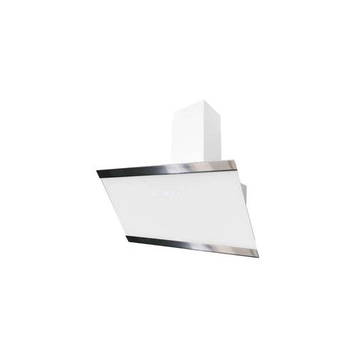 Dunstabzugshaube 90 cm kopffreie Schräghaube Glas weiß Touch Respekta