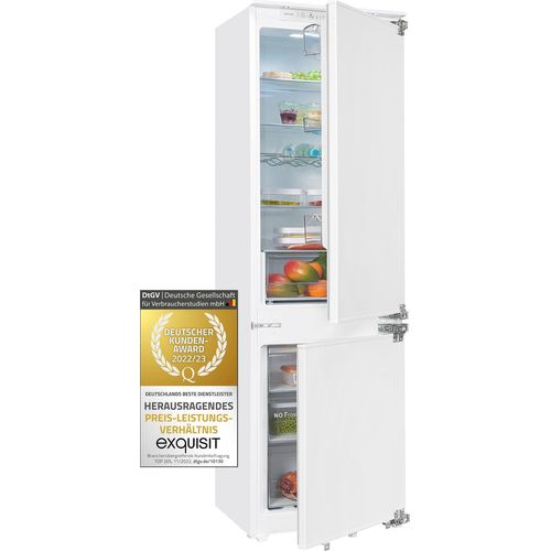 Exquisit Einbau-Kühl-Gefrierkombination EKGC270-70-NF-F-010E | Einbaugerät | Festtürmontage | 246 l Nutzinhalt | Weiß