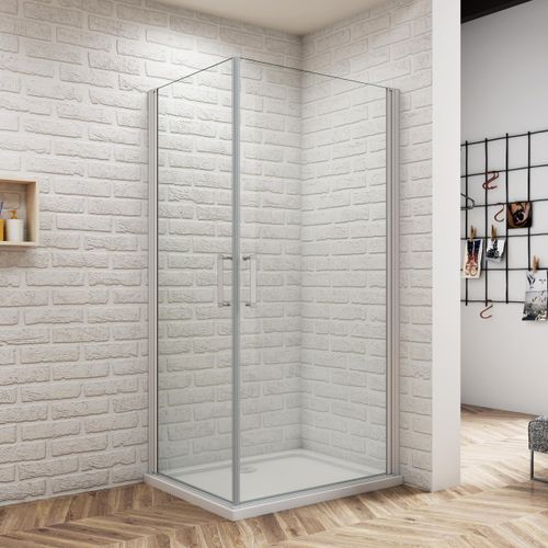 76x70x185cm ESG Nano Glas Drehtür Eckeinstieg Pendeltür Duschkabine (eloxierten mit mit Elektrophorese)