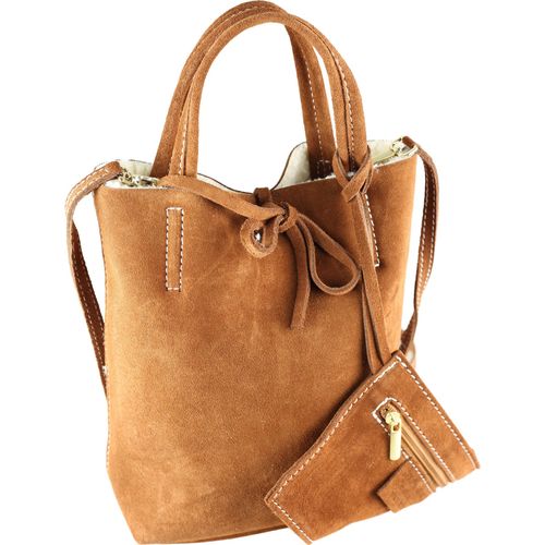Umhängetasche Mini Bag aus Leder und Kuschelteddy von collezione alessandro