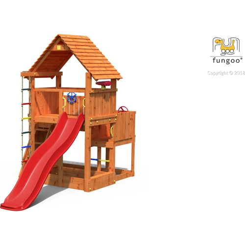 FUNGOO BIG LEADER / NADELHOLZ teak impr. Spielturm Outdoor Rutsche spielen Holz