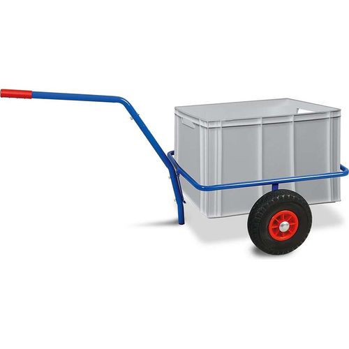 Handwagen mit Kunststoffkiste 600x400x420 mm, grau, Tragkraft 200 kg