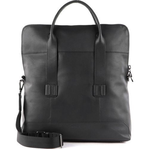 SADDLER Leder Schultertasche Laptoptasche mit Laptopfach Loge Shopper Black schwarz