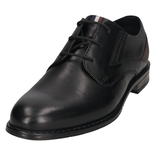 Schnürschuh BUGATTI, Herren, Gr. 46, schwarz, Leder, Basic, Schuhe, Anzugschuh, Business Halbschuh mit bequemen Stretcheinsatz