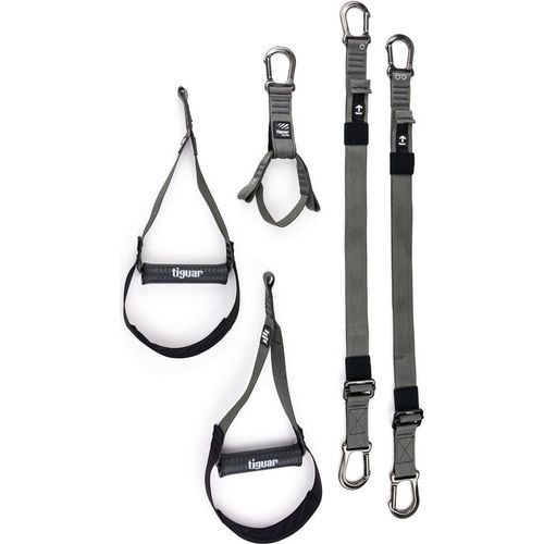 tiguar alfa PRO Modulares Schlingentrainer-Set | Training mit eigenem Körpergewicht, Aerial Yoga, Gymnastikringe | Inklusive Karabiner, Griffen, Türanker, Trapez, Verlängerungen | Europe