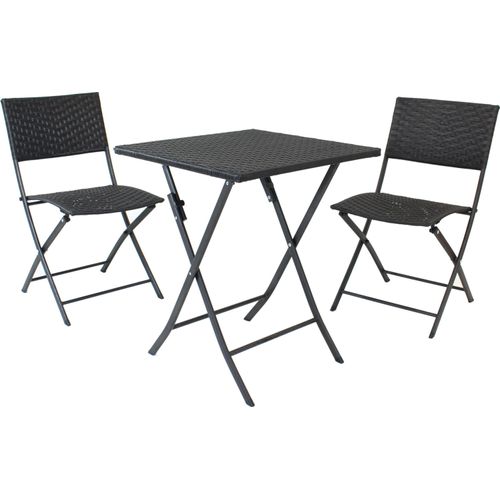 3 tlg. Bistroset Polyrattan schwarz – Gartenmöbel