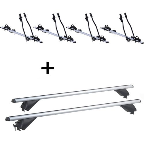 4x Fahrradträger SAGITTAR + Alu Dachträger RB003 kompatibel mit Bmw X1 (E84) (5Türer) 2009-2015