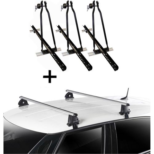 3x VDP Fahrradträger Dachfahrradträger + Dachträger VDP EVO ALU kompatibel mit für Renault Captur 5 Türer 2013-2019