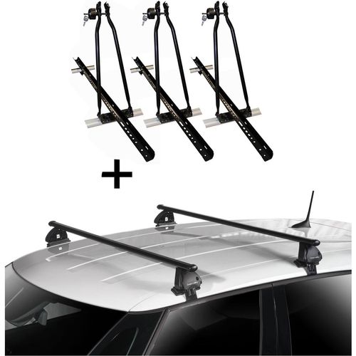 3x VDP Fahrradträger Dachfahrradträger + Dachträger VDP EVO Stahl kompatibel mit für Renault Captur 5 Türer ab 2019