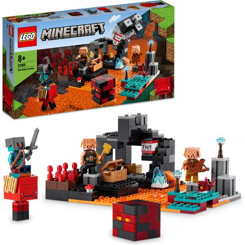 LEGO 21185 Minecraft Die Netherbastion Set, Action-Spielzeug mit Waffen, Rüstungen und 5 Charakteren, inkl. Piglin-Figur, Geburtstagsgeschenk für Jungen und Mädchen ab 8 Jahren