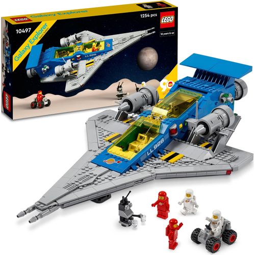 LEGO 10497 Icons Entdeckerraumschiff, Raumschiffmodell zum 90-jährigen Jubiläum, Sammleredition, Weltraum Set mit Astronautenfiguren, Geschenkidee