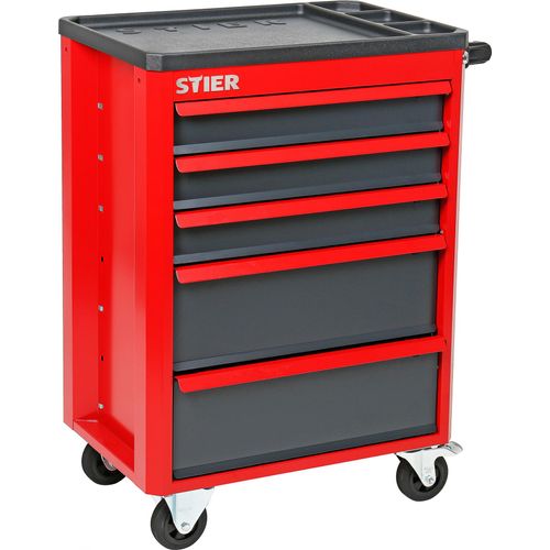 STIER Werkstattwagen Basic+, Montagewagen mit Kunststoffabdeckung, unbestückt - leer, Werkzeugwagen, Max. Belastung 185 kg