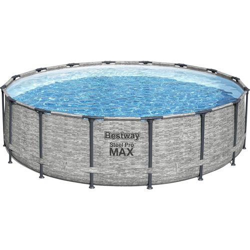 Steel Pro MAX™ Solo Pool ohne Zubehör Ø 488 x 122 cm, Steinwand-Optik (Cremegrau), rund