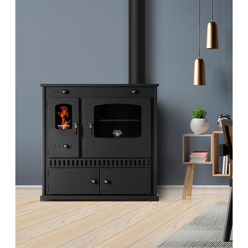 EEK A+ Kaminofen mit Backfach und Herdplatte Perfect Eco 7 kW Kamin Ofen Dauerbrandofen Werkstattofen Schwedenofen Hüttenofen Heizofen