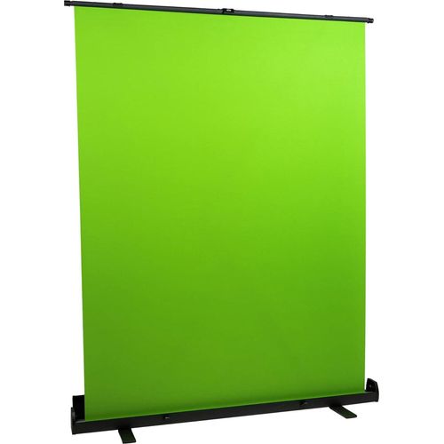 Rollei ausziehbarer Green-Screen zur farbbasierten Bild-Freistellung mit den Maßen 145cm x 190cm.Grüner Hintergrund für Video-Aufnahmen.