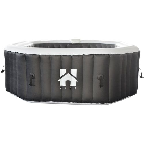 HOME DELUXE - Outdoor Whirlpool - Drop - Farbe: Schwarz, 185 cm, Höhe 65 cm, 130 Luftdüsen - inkl. Abdeckung, Reparaturset, Filterset I Außen Whirlpool Spa für 6 Personen
