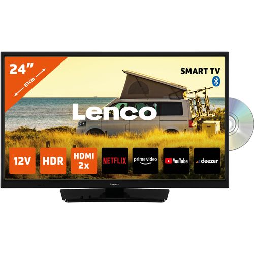 Lenco DVL-2483BK (V2) - 24-Zoll Smart-TV mit integrierter DVD-Player und 12-V-Kfz-Adapter - Schwarz