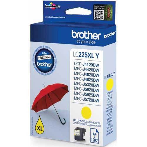 Tintenpatrone Brother LC-225XLY gelb (ca. 1200 Seiten) Packung mit 5 Stück