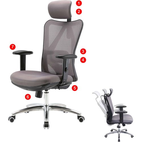 Bürostuhl HWC-J86, Schreibtischstuhl, ergonomisch, verstellbare Lordosenstütze 150kg belastbar ohne Fußstütze, grau