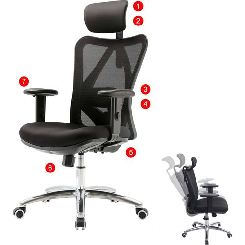 Bürostuhl MCW-J86, Schreibtischstuhl, ergonomisch, verstellbare Lordosenstütze 150kg belastbar ohne Fußstütze, schwarz