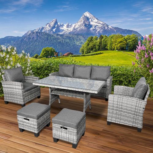 Polyrattan Garten Sitzgruppe DELIGHT-7 grau/anthrazit