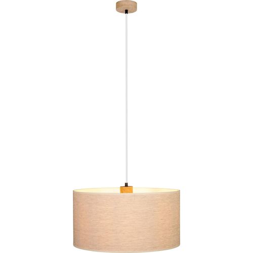 Pendelleuchte - Braun - Weiß - Eiche geölt - Leinen - 1-flammig - 50 x 120 cm