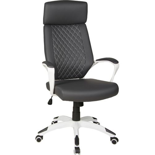 Bürostuhl - Schwarz - Weiß - Kunstleder - mit Armlehnen