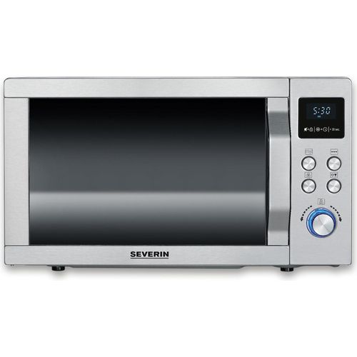Mikrowelle Grill Heißluft 25 Liter SEVERIN 3 in 1 MW 7774 Pizza Teller Ø 28 cm MW 7774 aus Edelstahl, gebürstetsilber Mikrowelle Mit Grill Und Heißluftfunktion 3-in1 Mikrowelle Mikrowelle Minibackofen Mikrowellengerät Mikrowelle Mit Backofenfunktion Mikrowelle Mit Doppelgrill