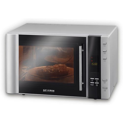Mikrowelle Grill Heißluft 30l SEVERIN MW 7775 3in1 Timer 10 Programme MW 7775 aus Edelstahl, schwarzsilber Mikrowelle Mit Grill Und Heißluftfunktion 3-in1 Mikrowelle Mikrowelle Minibackofen Mikrowellengerät Mikrowelle Mit Backofenfunktion Mikrowelle Mit Doppelgrill