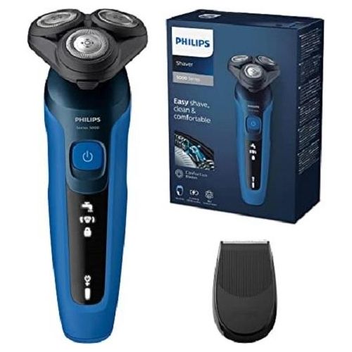 Philips Series 5000 Elektrischer Nass- und Trockenrasierer S5466/18, Leistungsstarke & sanfte Rasur, SteelPrecision-Schersystem, flexible 360° Scherköpfe, 60 Min. Laufzeit