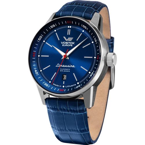 Vostok Europe GAZ14 Limousine Automatik Herrenuhr Lederarmband blau NH35-560A687