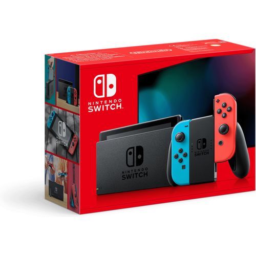 Nintendo Switch Konsole, mit verbesserter Akkuleistung, Farbe Neon-Rot/Neon-Blau