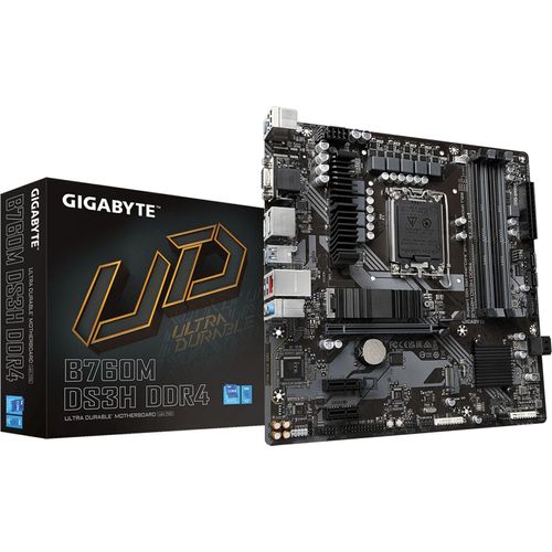 Gigabyte B760M DS3H DDR4 - 1.0 - Motherboard - micro ATX - LGA1700-Sockel - B760 Chipsatz - USB 3.2 Gen 2, USB 3.2 Gen 1, USB-C 3.2 Gen2 - 2.5 Gigabit LAN - Onboard-Grafik (CPU erforderlich)