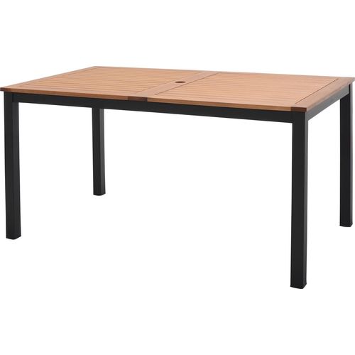 Gartentisch - Braun - Schwarz - Eukalyptus - Aluminiumgestell - 140 x 80 cm