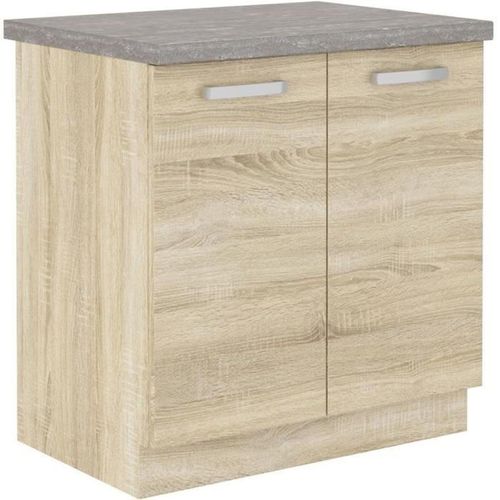 Unterschrank mit 2 Flügeltüren und Arbeitsplatte – Sonoma-Eiche – 80 x 51,6 x 82 cm – LASSEN
