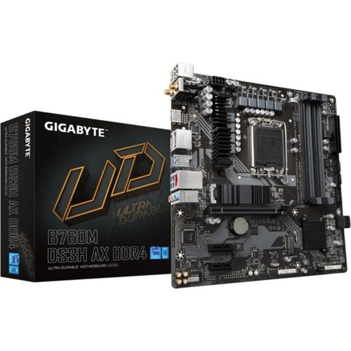 Gigabyte B760M DS3H AX DDR4 - 1.X - Motherboard - micro ATX - LGA1700-Sockel - B760 Chipsatz - USB-C 3.2 Gen2, USB 3.2 Gen 1 - 2.5 Gigabit LAN, Wi-Fi 6E, Bluetooth - Onboard-Grafik (CPU erforderlich)