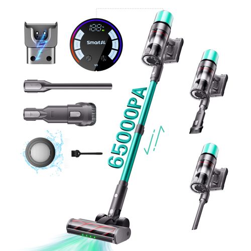 650W 65000Pa SMARTAI Akku Staubsauger, 2 LEDS Handstaubsauger, Staubsauger Kabellos, 8-in-1 Staubsauger Beutellos, Touch , Leise Sauger mit Luftfilter