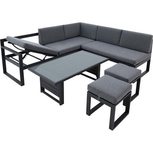 Gartenlounge - Anthrazit - Aluminiumrahmen - Hartglasplatte - 16-teilig