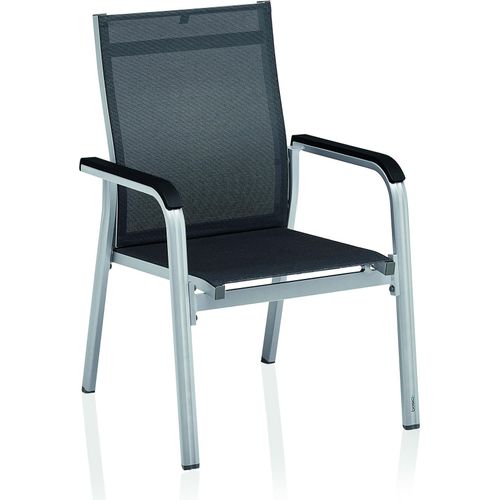 KETTLER Basic Plus Premium Stapelsessel, silber/ Lakritz, Aluminium/Serge Ferrari Textilen