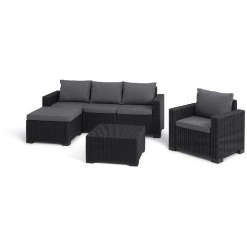 Gartenmöbel aus geflochtenem Rattan mit Harzimitat für 5 Personen – Graphitgrau