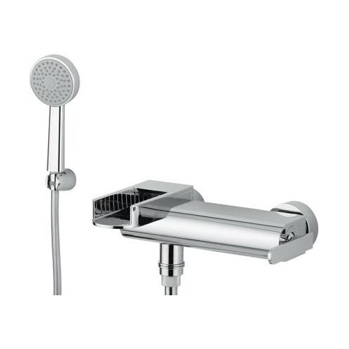 SPA Aufputz Wasserfall Wannen & Brausebatterie mit Brausehalter, Handbrause & Brauseschlauch, chrom
