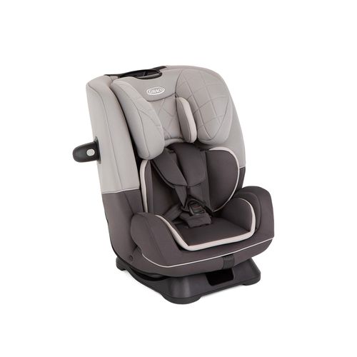 Graco SlimFit™ R129 Reboarder Kindersitz, Autositz rückwärtsgerichtet ab Geburt bis ca. 4 Jahre (40-105 cm), ab 15 Monaten (76-145 cm) auch in Fahrtrichtung, 5-Punkt-Gurtsystem, Seitenaufprallschutz, Installation mit Fahrzeuggurt, grau, Iron