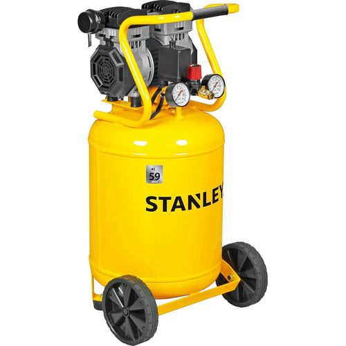 Stanley Kompressor 230V SXCMS1350VE Luftkompressor 8Bar - 50L - 59dB - Geräuscharme Luftpumpe - Ölfrei - 150L/Min - mit Handgriff und Rädern - Gelb