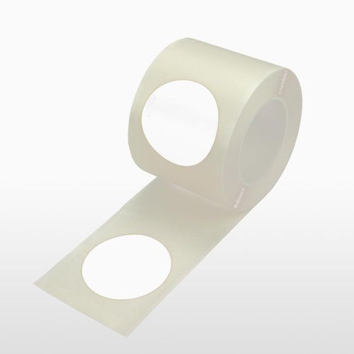 Universelle segmentierte Bodenmarkierung | Punkte als Rollenware | ØxL 7,5cm x 25m | Polyester (PET) 0,2mm | Weiß
