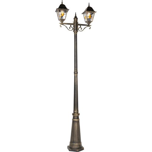 QAZQA - Klassisch I Antik Vintage Außenlaterne AntikGold I Messing 240 cm 2-flammig - Antigua I Außenbeleuchtung - Aluminium Länglich - LED geeignet E27